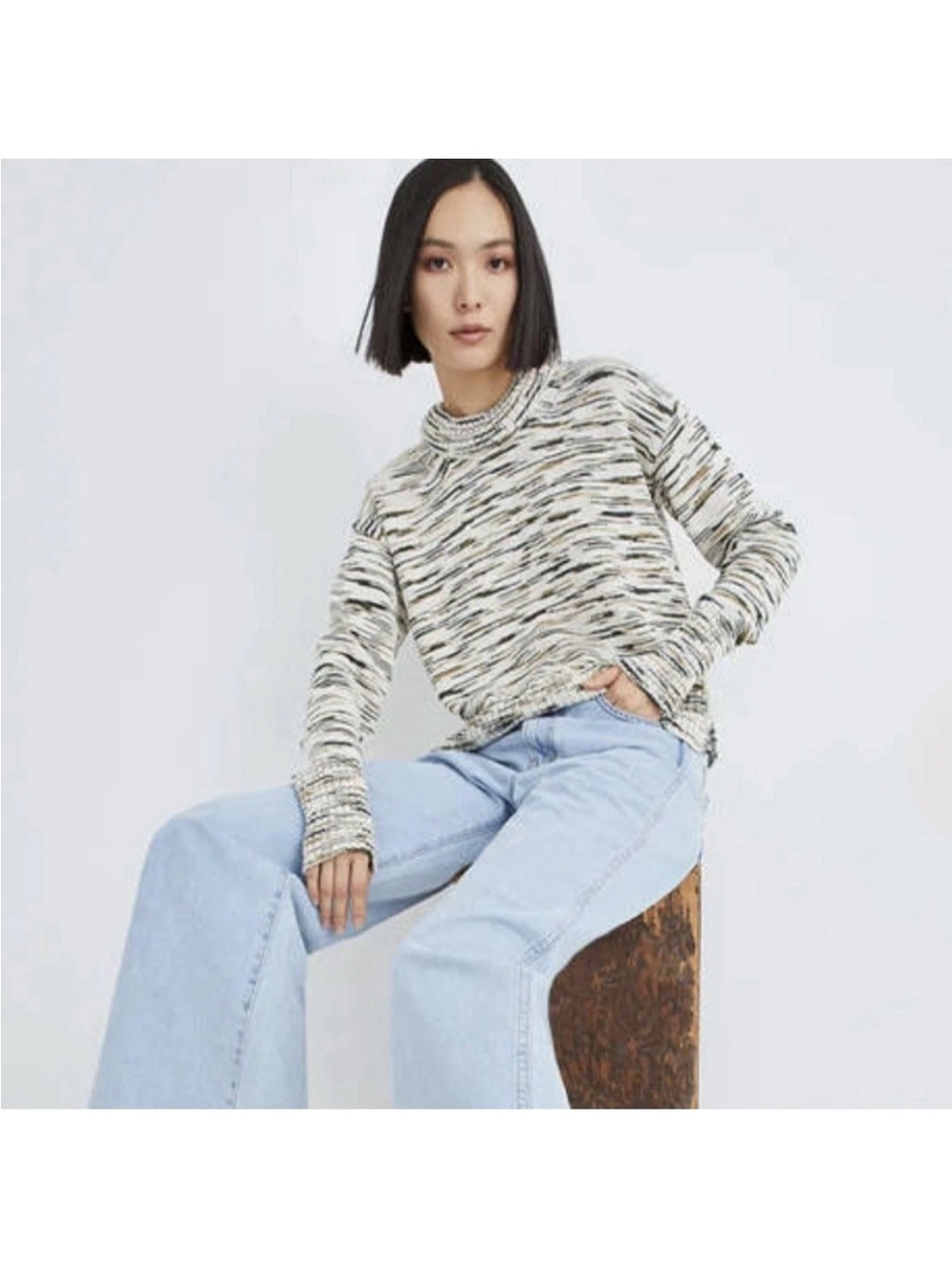 Veronica Beard Jeans Gerona Sweater Women S? Ivory Organic Cotton Knit Crewneck